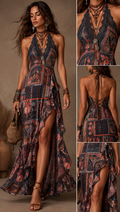 Midnight Boho Ruffle Maxi Dress