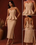 Ivory Eyelet Peplum Skirt Set